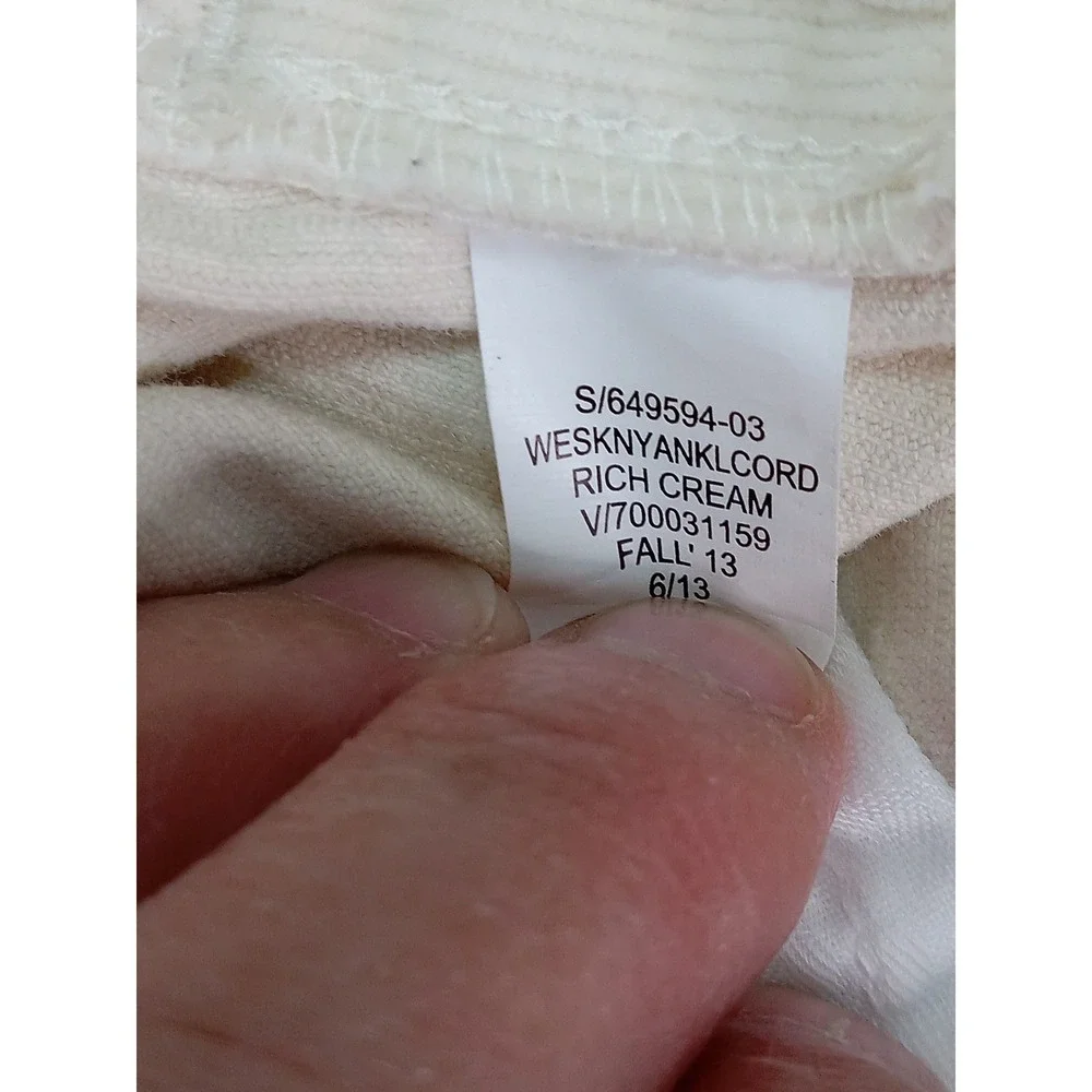 Banana Republic Skinny Ankle Corduroy Pants Mens 31P Mid Rise Stretch Rich Cream